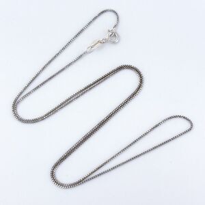 Vintage Indonesia IBB Sterling Silver 925 0.8mm Box Chain Necklace 17.5”